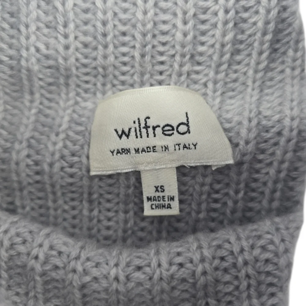 Wilfred Cowl Neck Sleeveless 100% Wool Sweater Cropped Size XS Gray Raw Hem - Picture 3 of 8